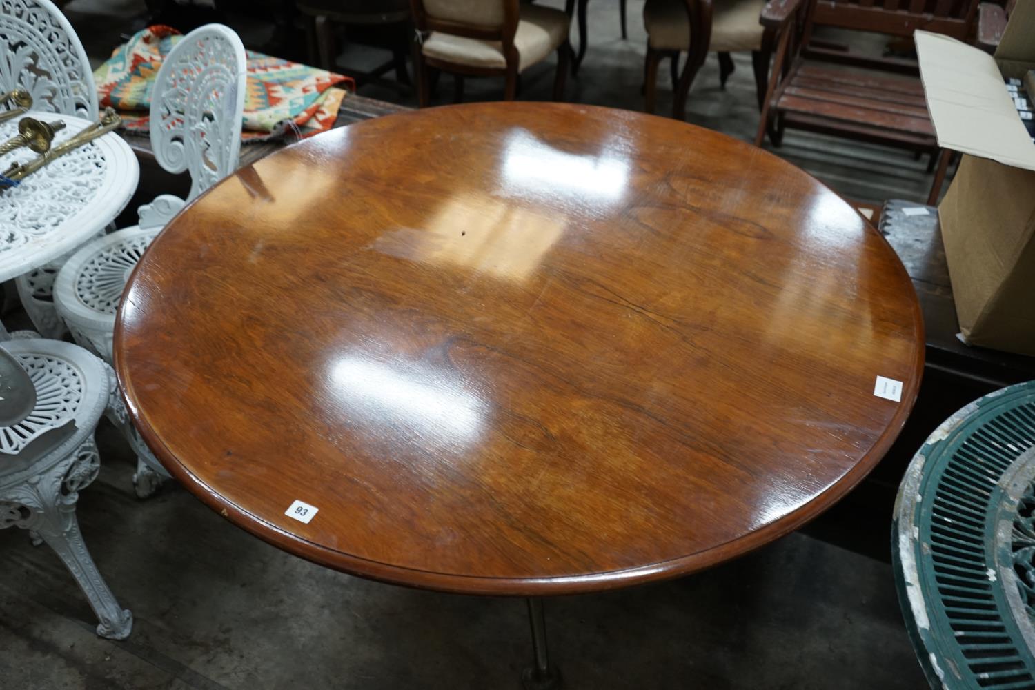 A mid century design circular centre table, on spoked metal base, width 122cm height 67cm - Image 2 of 3