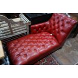 A John Lewis 'Hamlet' red leather chaise longue, width 140cm depth 72cm height 84cm