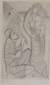 Eric Gill (1882-1940), etching, The Holy Family, signed in pencil, 4/15, 11 x 7cm