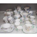 Large quantity of Shelley tea wares to include Syringo 12025, Wild Flowers 2823, Hydrangea 12318, WR