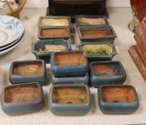 A group of 13 glazed bonsai pots