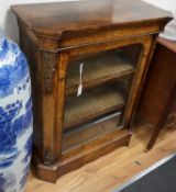 A Victorian marquetry inlaid gilt metal mounted walnut pier cabinet, width 88cm depth 40cm height