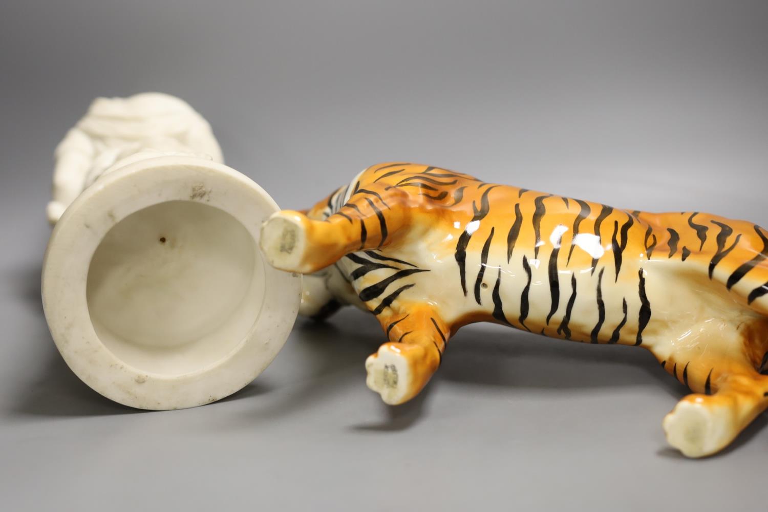 A Beswick tiger and a parian figure 34cm - Image 3 of 3