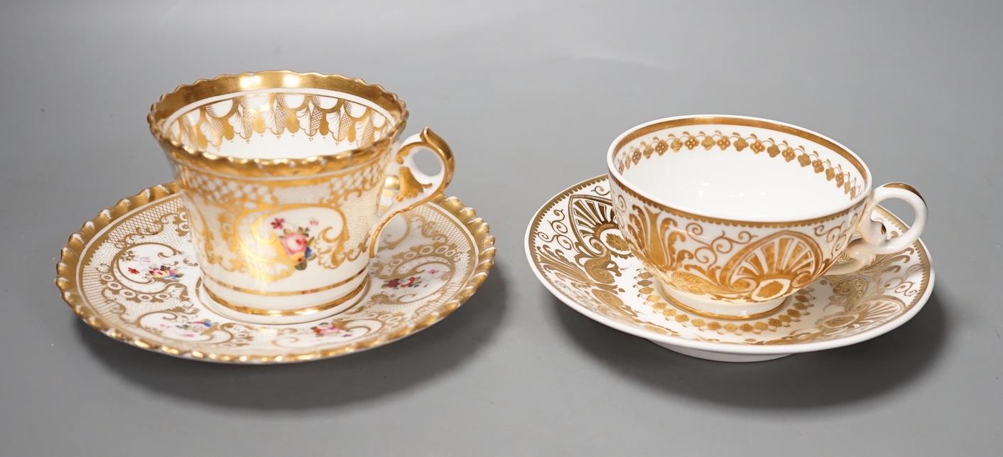 A Chamberlains Worcester gadroon bordered coffee cup and saucer painted with flowers, printed mark - Image 6 of 10