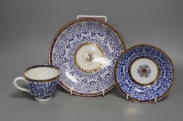 A Chamberlains Worcester saucer shaped dish and coffee cup and saucer both painted with the Royal