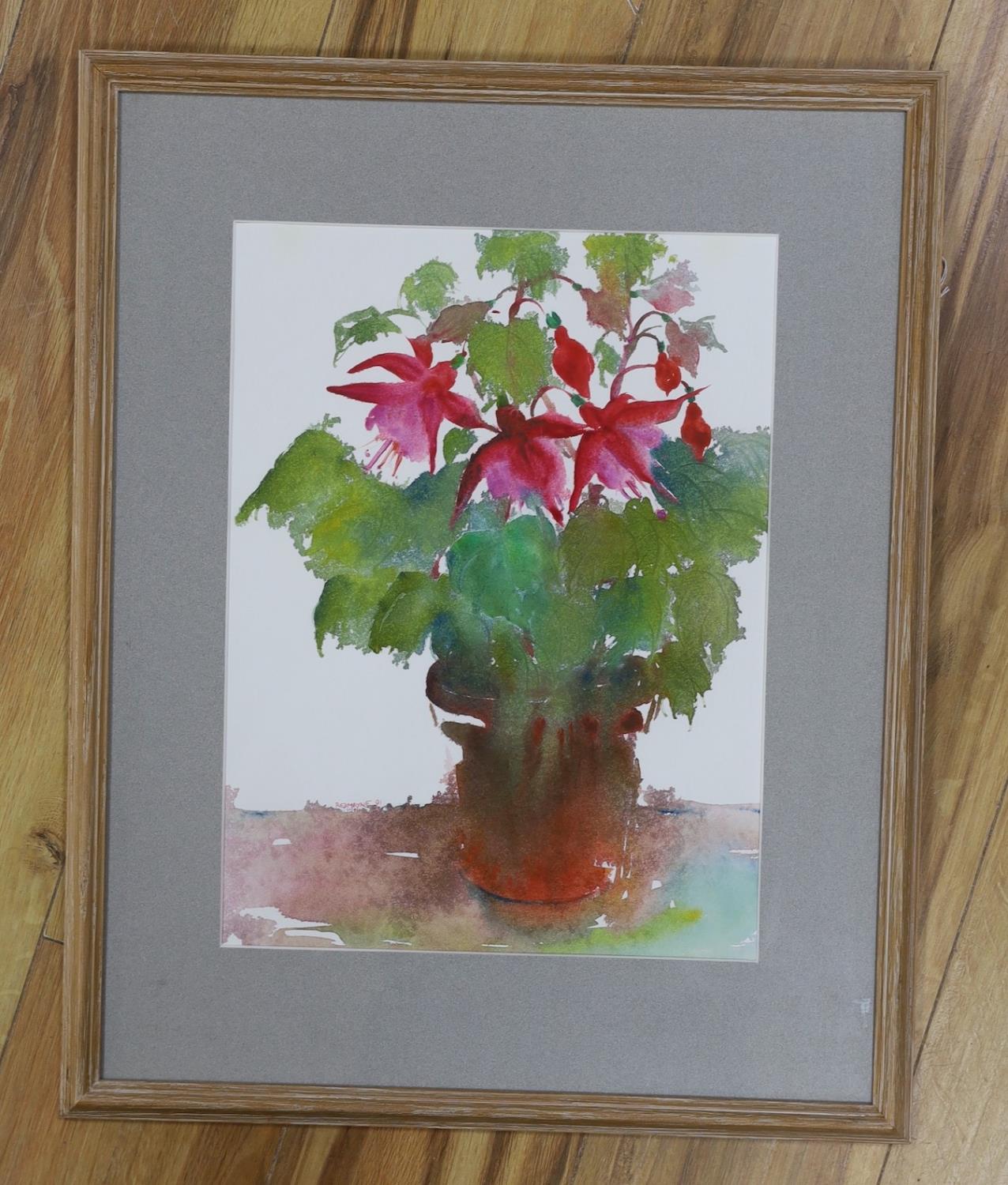 Redmayne, watercolour, Still life of a Begonia in a pot, signed and dated '91, 39 x 29cm - Image 2 of 2