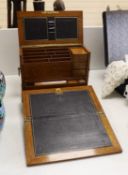 A Victorian oak stationary box/ writing slope