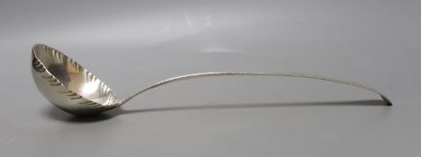 A George III silver Old English pattern feather edge soup ladle, John Lampfert, London, 1771, 32.