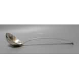 A George III silver Old English pattern feather edge soup ladle, John Lampfert, London, 1771, 32.