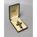 An Italian micro mosaic cross pendant