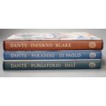 Three Folio Society books, Dante Inferno Blake, Dante Paradiso Di Paolo and Dante Purgatorio Dalí