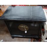 A Chinese lacquer two door side cabinet, width 78cm depth 50cm height 79cm