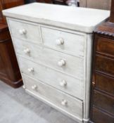 A Victorian later painted chest of two short and three long drawers, width 102cm depth 48cm height