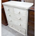 A Victorian later painted chest of two short and three long drawers, width 102cm depth 48cm height
