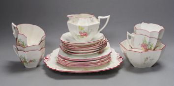 A Shelley Queen Anne shape part tea set, pattern number 52132