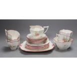 A Shelley Queen Anne shape part tea set, pattern number 52132