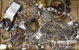 A collection of assorted 19th century and later jewellery, including Middle Eastern white metal