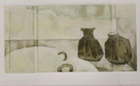 Ffiona Lewis (b.1964), oil and pencil on board, 'View out - J.L', signed and dated '96, 16 x 31cm