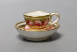 Grainger Lee and Co. miniature teacup and saucer painted with roses c.1825 - 3cm high