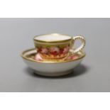 Grainger Lee and Co. miniature teacup and saucer painted with roses c.1825 - 3cm high