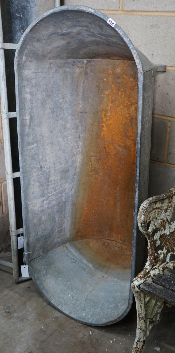 A vintage galvanised trough / planter, length 141cm depth 61cm height 48cm