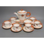 A Shelley Art Deco part tea service, pattern number 12197