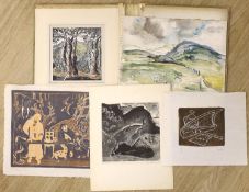 Mabel Alleyne (1896-1961), two wood engravings, ‘Trees at Westerham’ and 'Mountain Lake', signed, 18