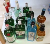 14 bottles of various spirits