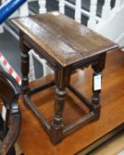 An 18th century oak joint stool, width 47cm depth 28cm height 50cm