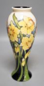 A Moorcroft 'daffodil' vase, trial piece, limited edition 17/75, 2017, boxed,27cms high,