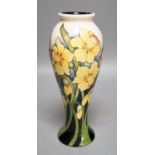 A Moorcroft 'daffodil' vase, trial piece, limited edition 17/75, 2017, boxed,27cms high,