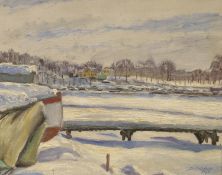 David Friefeldt (Swedish1889-1978), oil on canvas, Winter landscape, signed and dated 1951