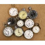 A late Victorian silver pocket watch, two other silver pocket watches and seven other pocket