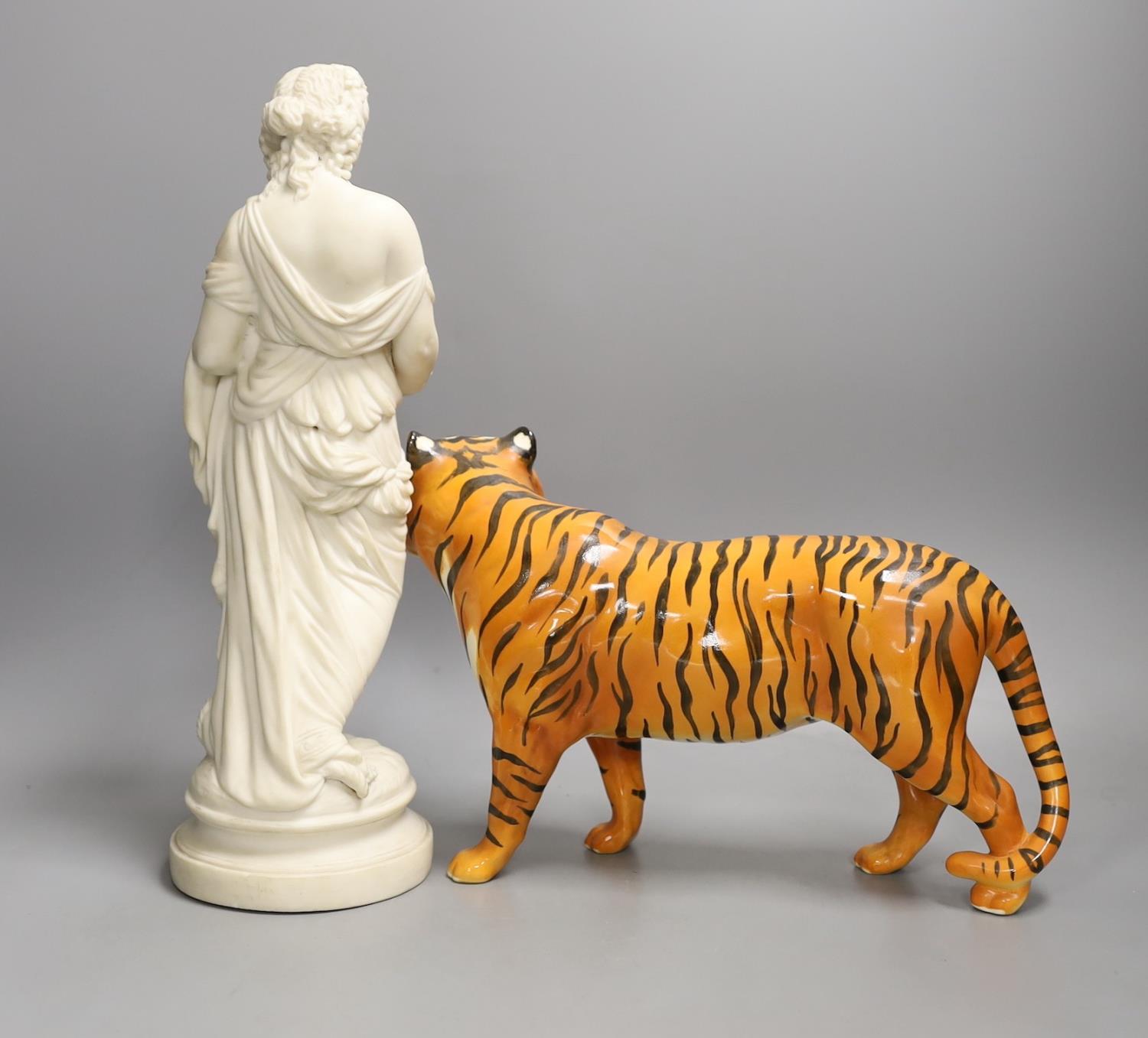 A Beswick tiger and a parian figure 34cm - Image 2 of 3