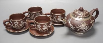 A Chinese mounted Yixing tea set