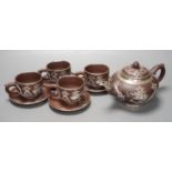 A Chinese mounted Yixing tea set