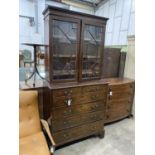 A George III mahogany secretaire bookcase, length 104cm, depth 52cm, height 216cm