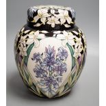 A Moorcroft trial 16.3.18 'hyacinth' jar and cover, boxed, (possibly limited edition of 15),20cms