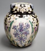 A Moorcroft trial 16.3.18 'hyacinth' jar and cover, boxed, (possibly limited edition of 15),20cms