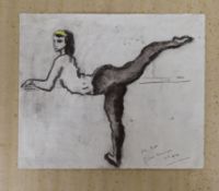 Mervyn Peake (1911-1968), charcoal and oil on paper, Sketch of a ballet dancer, inscribed 'For Pat