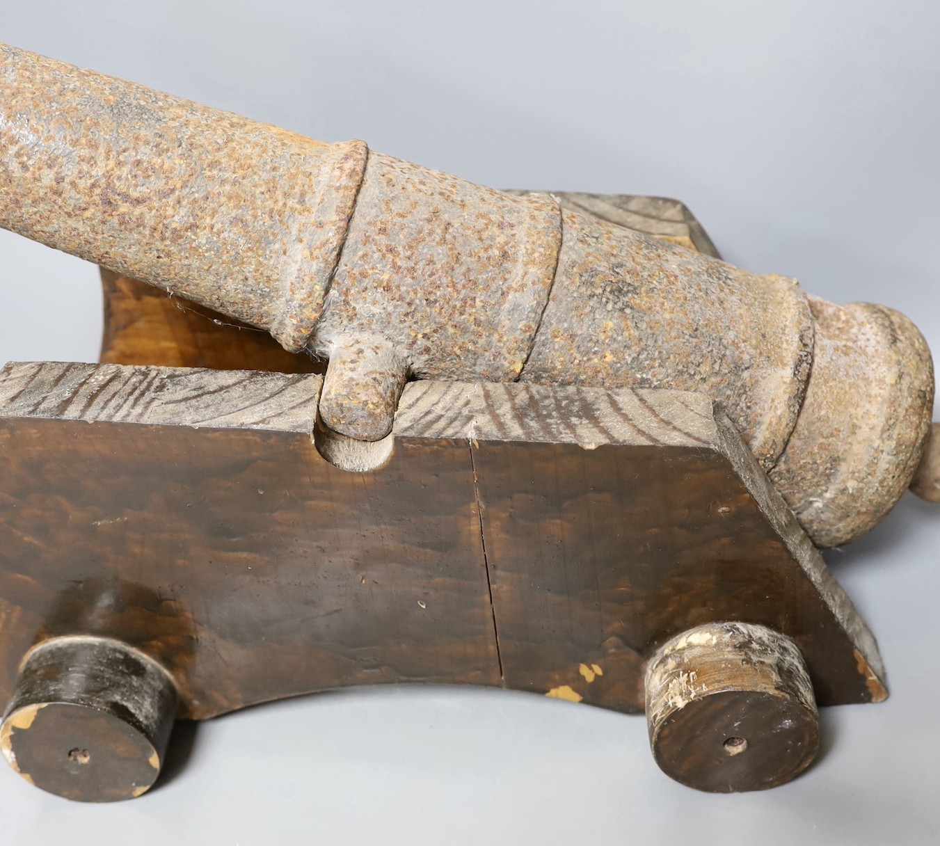 Two 19th century cast iron small cannon, on later wheeled carriages and related diagrams,largest - Image 4 of 4