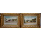 P.H. Ridout, pair of oils on board, Coaching scenes, one signed, 24 x 39cm