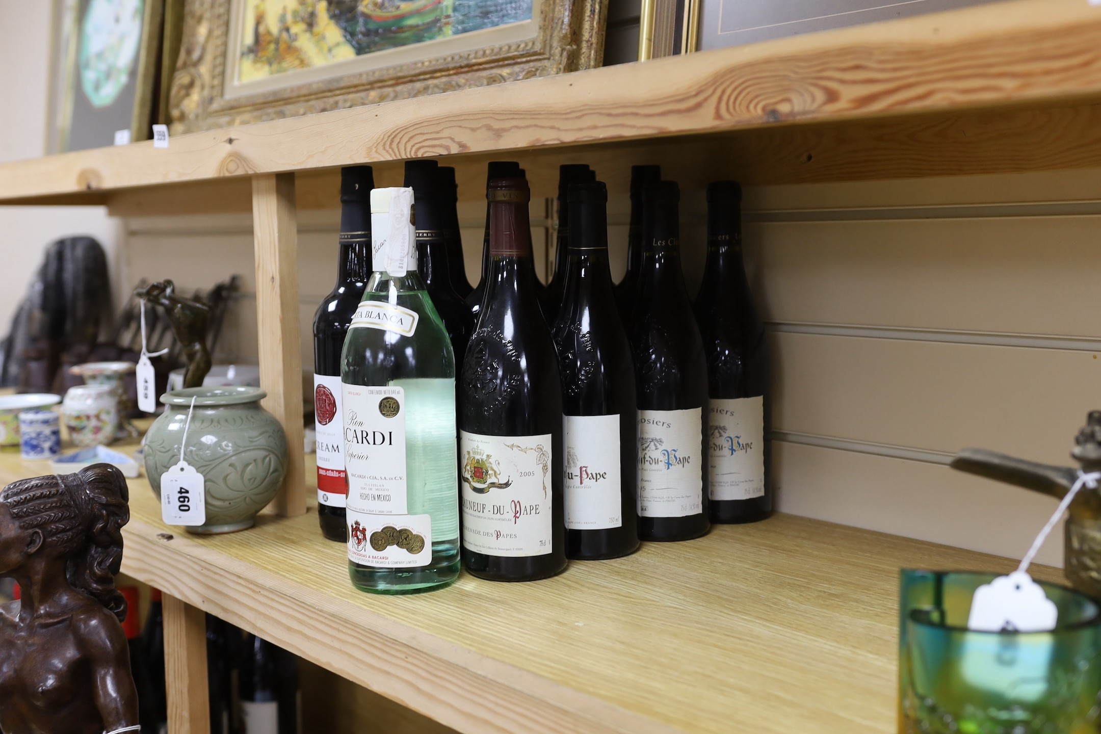 Eight bottles of Cream sherry, together with four bottles of Chateauneuf-du-Pape and a bottle of - Image 2 of 3