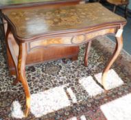 A 19th century Dutch mahogany and marquetry games table, width 85cm depth 43cm height 75cm