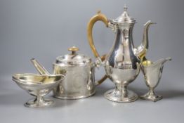 A modern George III style silver four piece tea and coffee service by C.J. Vander Ltd, London, 1969,