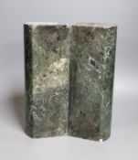 Two 19th century polished serpentine bar weights - combined 28 x 21cm