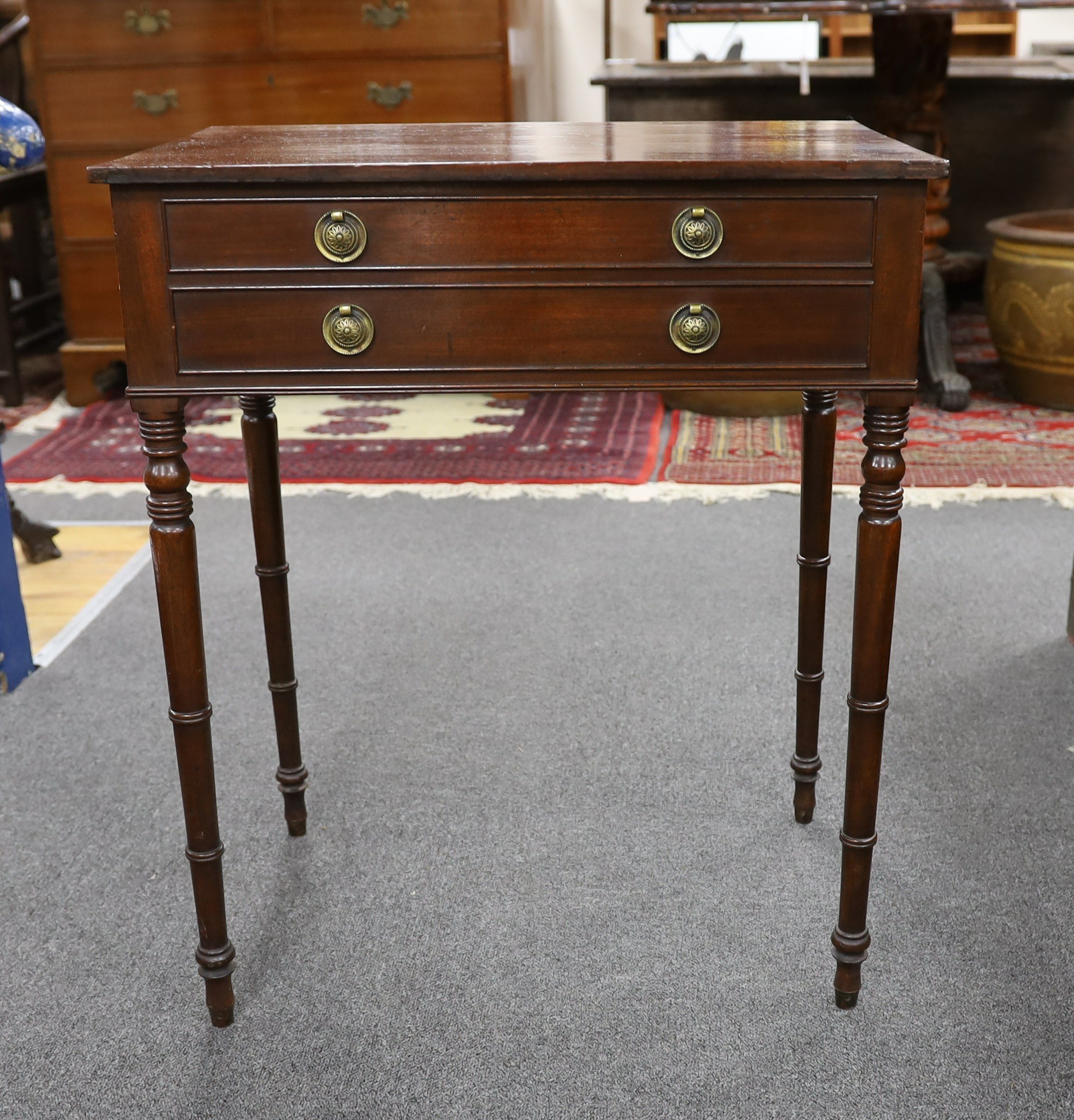 A Regency rectangular mahogany four drawer side table, width 60cm, depth 40cm, height 72cm - Image 3 of 3