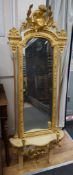 A 19th century giltwood and gesso girandole pier glass, width 54cm height approx. 155cm