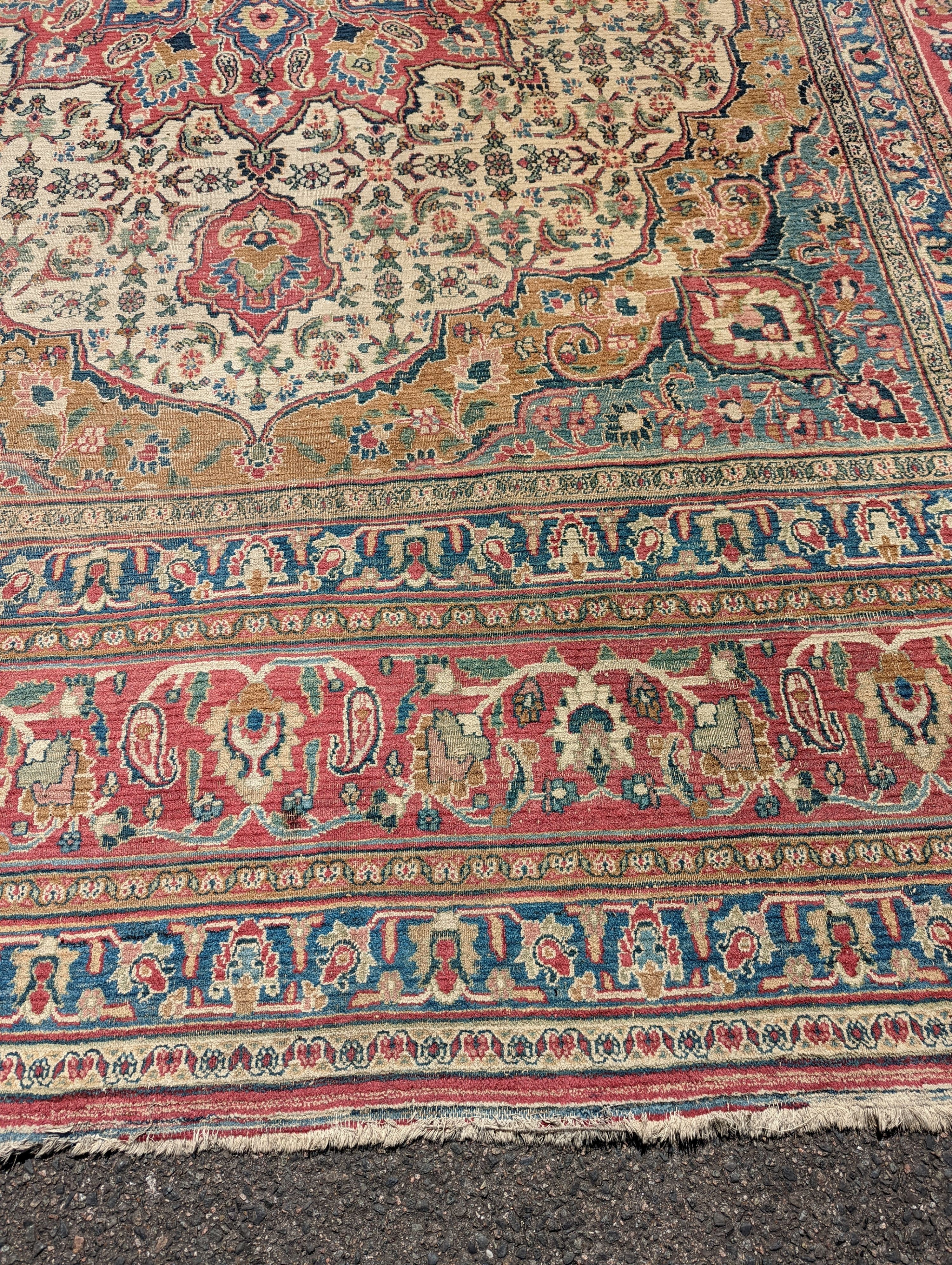 An Isfahan ivory ground carpet, 432 x 330cm - Image 4 of 19