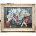 Gwen Whicker (1900-1966), oil on canvas, Spring flowers, signed, 37 x 50cm